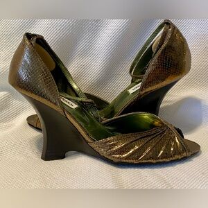 Steve Madden Bronze Metallic Peep-Toe Wedges